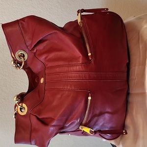 Perlina Wine Colored Leather Bag